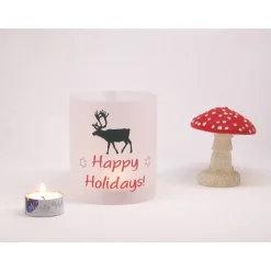Windlicht aus Transparentpapier mit Elch Happy Holidays DIY Versand per Post möglich