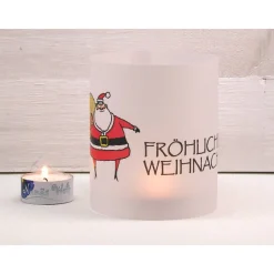 Windlicht Fröhliche Weihnachten mit Weihnachtsmann