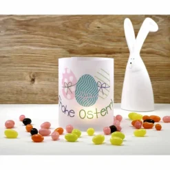Windlicht Frohe Ostern mit 3 bunten Ostereiern