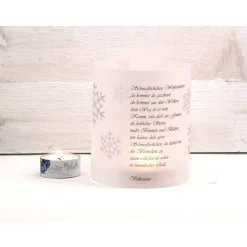 Windlicht Lichthülle mit Gedicht Schneeflöckchen