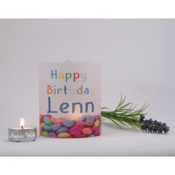 Windlicht personalisiert Geburtstag Happy Birthday
