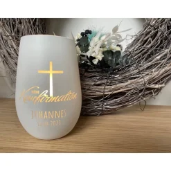 Windlicht zur Konfirmation | Kommunion | Firmung | Taufe | personalisiert | Teelichthalter | Kerzenhalter | Geschenk