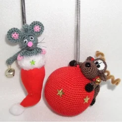 Winter Weihnachten Advent-Hängedeko-Maus oder Elch-Sprungfeder Wackelaugen