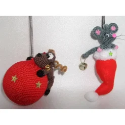 Winter Weihnachten Advent-Hängedeko-Maus oder Elch-Sprungfeder Wackelaugen