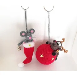 Winter Weihnachten Advent-Hängedeko-Maus oder Elch-Sprungfeder Wackelaugen