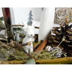 Winterdeko Tischdeko Windlicht, silberfarben grau