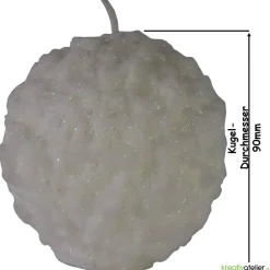 Winterkerze Schneeball mit feinem Glitzer - Winterdeko