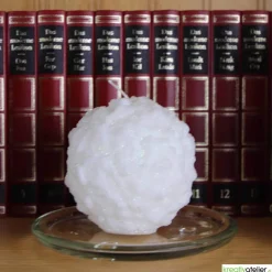 Winterkerze Schneeball mit feinem Glitzer - Winterdeko