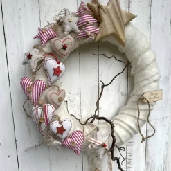 Winterkranz Türschmuck Skandinavischer Landhausstil – Handgefertigter Weihnachtskranz Ø 43 cm