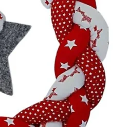 Winterlicher Tür Kranz mit Wichtel in rot und weiß