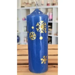 Winter/Weihnachtskerze - Hellblau mit Glitzersteinen -