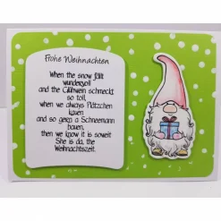 Witzige Weihnachts Karte Wichtel Plätzchen Gedicht grün bunt