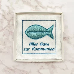 Wünscheerfüller, Geschenkbox, Kommunion, mit Fisch, Gutschein, Geldgeschenk