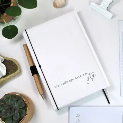 Wochenkalender & Terminplaner | Extras | personalisiert | verzweigte Struktur schwarzweiss | Hardcover A5 Jahr 2026