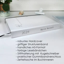 Wochenkalender & Terminplaner | Extras | personalisiert | verzweigte Struktur schwarzweiss | Hardcover A5 Jahr 2026