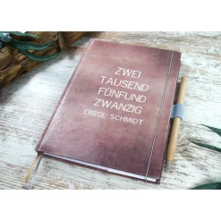 Wochenkalender & Terminplaner 2025 A5 Wochenübersicht / Tagesübersicht / Tagebuch personalisiert braun