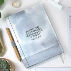 Wochenkalender & Terminplaner 2025 A6 Hardcover Wochenübersicht | personalisiert | hellgrau grau Horizont Meer