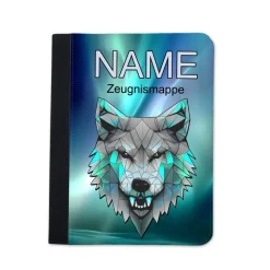 Wolf Zeugnismappe personalisiert | Zeugnismappe | Zeugnismappe mit Namen | Urkundenmappe