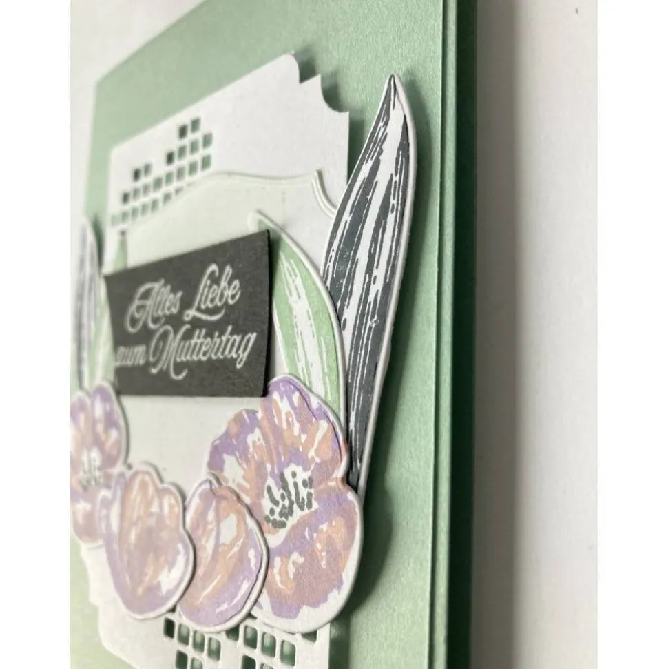 Wunderschöne 3D Muttertag Grußkarte mit Fliederfarbenen Tulpen Hochformat DINA6