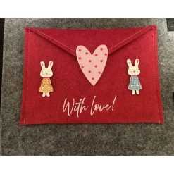 Wunderschöne Geschenktasche ca 21 x 15 cm, Hasenmotiv, Valentinstag, Ostern