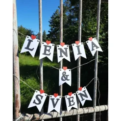 Wunderschöne Girlande zur Hochzeit Namensgirlande mit Herzen handgefertigte personalisierte Dekoration zur Heirat Wimpel