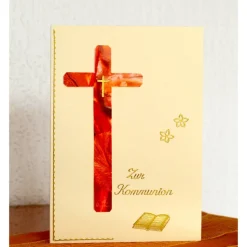 Wunderschöne Kommunionkarte  - Unikat mit Encaustic-Malerei