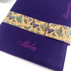 wunderschöne lila Zeugnismappe, Filz, personalisiert, A4, Dokumentenmappe, Schulanfang Mädchen, Einschulungsgeschenk