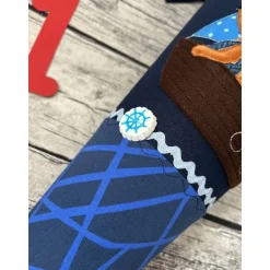 wunderschöne maritime Schultüte / Zuckertüte in Blau mit Segelboot und Fuchs Abenteuer