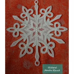Wunderschöne Schneeflocke, cremeweiß , gestickt in Lace-Stickerei