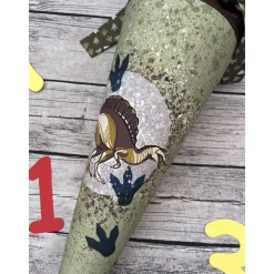 wunderschöne Schultüte Zuckertüte aus Stoff in grün mit tollem Dino -Motiv