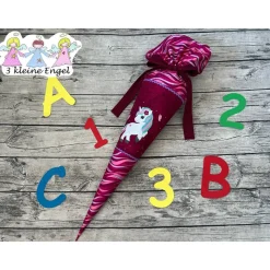 wunderschöne Schultüte Zuckertüte in Beere Tönen mit Einhorn Motiv