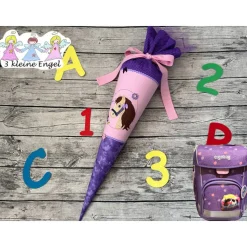 wundervolle Schultüte / Zuckertüte in Lila & Rosa mit Pferd/Pony