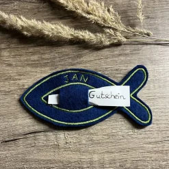 Wunscherfüller / Gutscheinhalter FISCH / Kommunion Konfirmation / Wollfilz Farbwahl personalisierbar