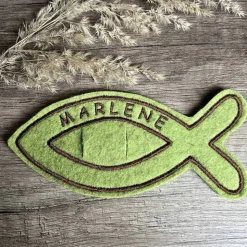 Wunscherfüller / Gutscheinhalter FISCH / Kommunion Konfirmation / Wollfilz Farbwahl personalisierbar