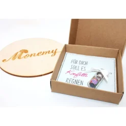 Wunscherfüller aus Filz mit Geldschlitz & Konfetti-Fläschchen - originelles Geldgeschenk in Geschenkbox