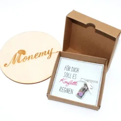 Wunscherfüller aus Filz mit Geldschlitz & Konfetti-Fläschchen - originelles Geldgeschenk in Geschenkbox