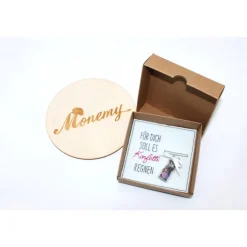 Wunscherfüller aus Filz mit Geldschlitz & Konfetti-Fläschchen - originelles Geldgeschenk in Geschenkbox