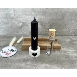 Wunscherfüller „Happy Birthday“ inkl. Kerzenhalter, Kerze nach Wahl in Holzverpackung, mit Herzanhänger und Schildchen,