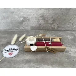 Wunscherfüller „Happy Birthday“ inkl. Kerzenhalter, Kerze nach Wahl in Holzverpackung, mit Herzanhänger und Schildchen,