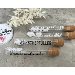 Wunscherfüller inkl. Holzverpackung, Geldgeschenk, Deko, Reagenzglas, Wünsche werden wahr