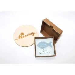 Wunscherfüller zur Kommunion  - Filzverpackung mit Fisch für Geld oder Gutschein - handgemacht mit Stickerei & Box