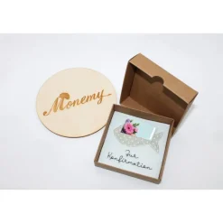 Wunscherfüller zur Konfirmation - Filzverpackung mit Fisch für Geld oder Gutschein - handgemacht mit Stickerei & Box