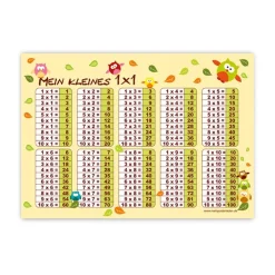 1x1 Lernposter | Kleine Eulen - gelb