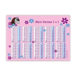 1x1 Lernposter | Pony Blumen - rosa
