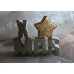 X MAS  Weihnachtlicher Schriftzug aus Beton - Buchstaben + Stern in wunderschöner Holzkiste