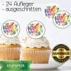 24x Muffin Aufleger essbar Happy Birthday bunt Geburtstag Esspapier geschnitten