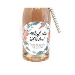 10x o. 3x Flaschenetiketten zur Hochzeit Gastgeschenke JGA Junggesellinnenabschied Piccolo Sekt mit Namen und Datum Land