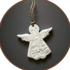 XL Anhänger Deko Winter Weihnachten | 11 cm | weiß gold | Engel