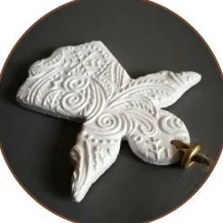 XL Anhänger Deko Winter Weihnachten | 11 cm | weiß gold | Engel