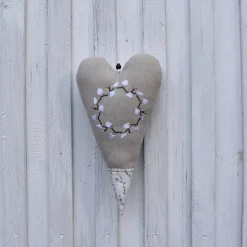 XL Stoffherz Weidenkätzchen Kranz